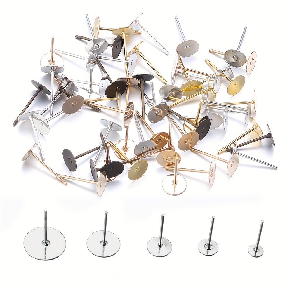 200Pcs 5 6mm Golden Silvery Iron Ear Stud Earring Accessory